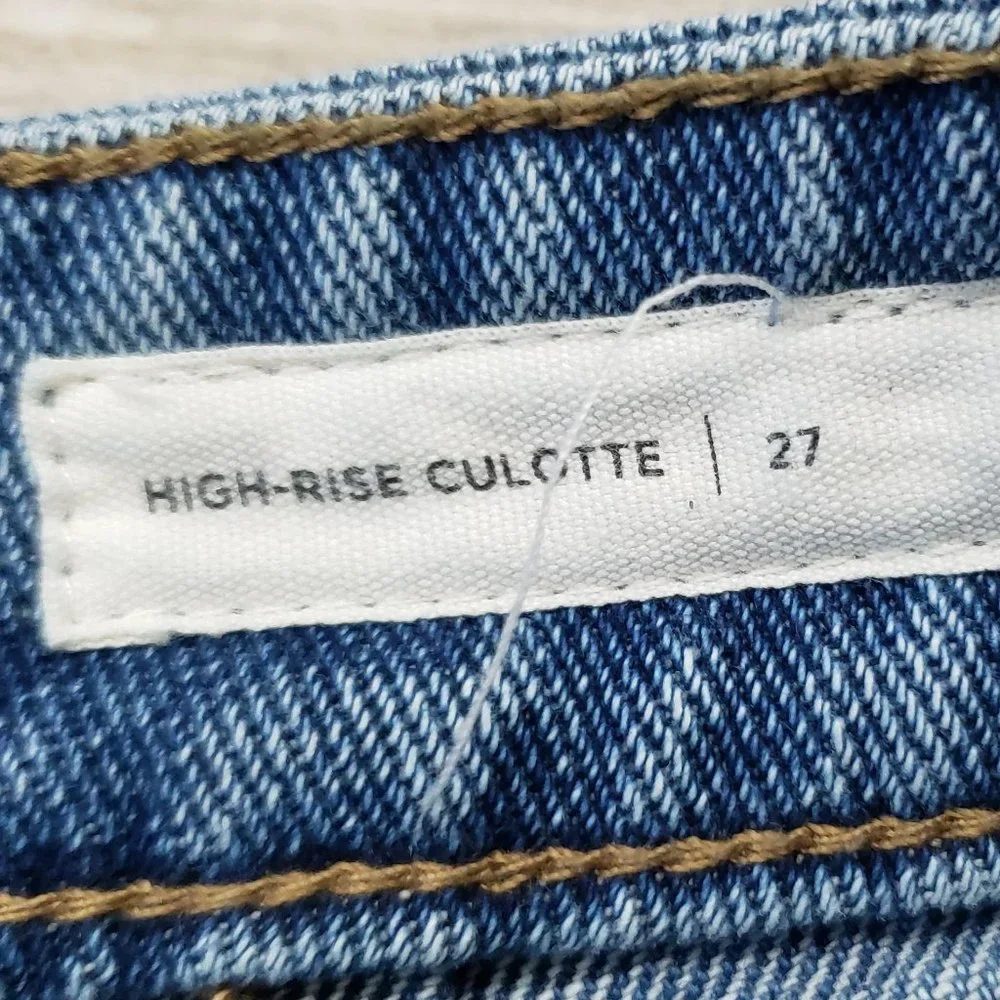 Pacsun Wide Leg‎ Culotte Jeans Women's High Rise Raw Hem Summer Boho Washed 27